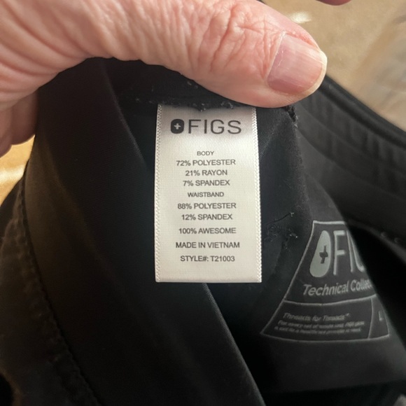 Figs Livingston Black Basic Scrub Straight Leg Pants Drawstring Waist Sz L - Picture 10 of 10